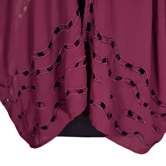 Beautiful Stories Anthropologie Women's Kimono Burgundy Open Front Cardigan OS - Picture 5 of 10
